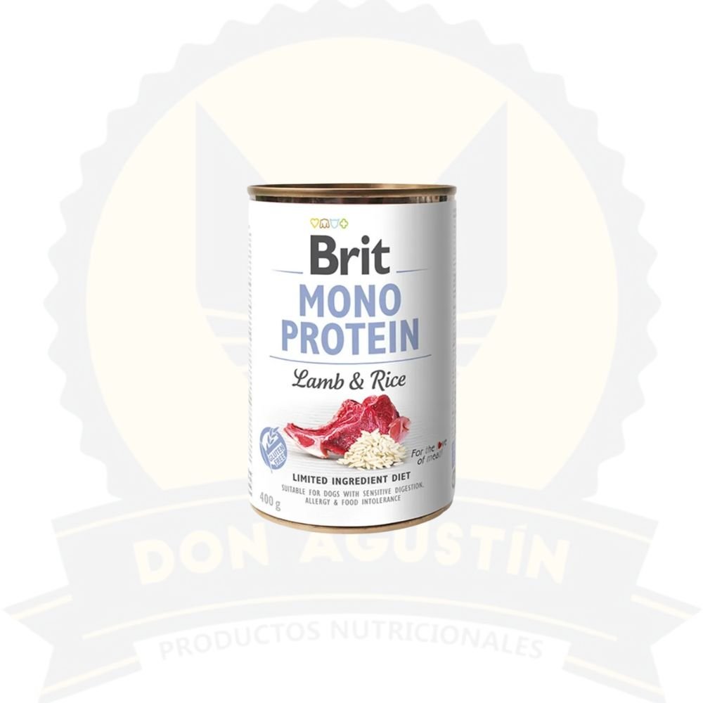 Don Agustin Producto Lata Brit Perro Mono Protein Cordero Arroz 400 Gr Lata Brit Perro Mono Protein Cordero Arroz 400 Gr - Imagen 1